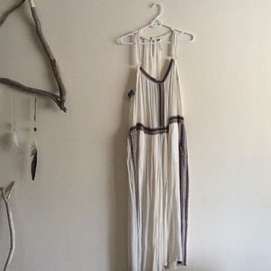 White embroidered free people jumpsuit